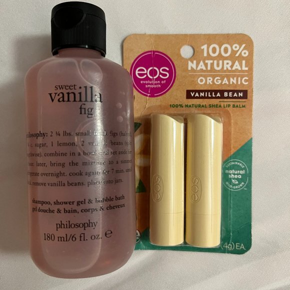 Philosophy Bath & Body Philosophy Sweet Vanilla Fig Shower Gel And Eos Vanilla Bean Lip Balm